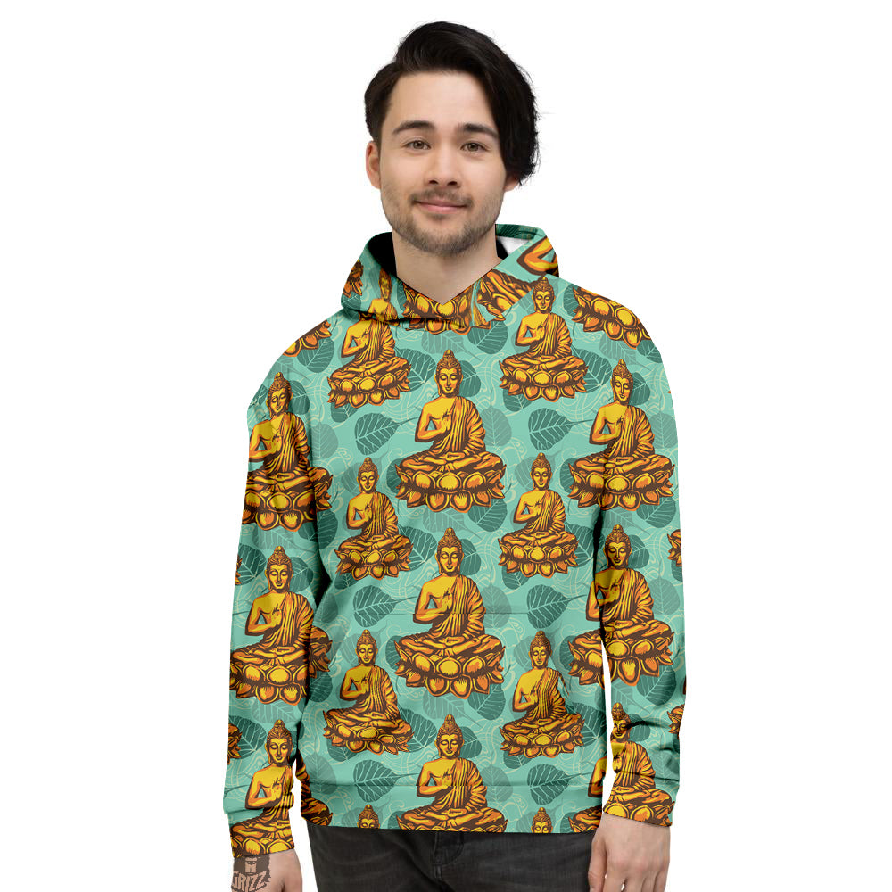 Buddha Sits On The Leaf Print Pattern Men's Hoodie-grizzshop