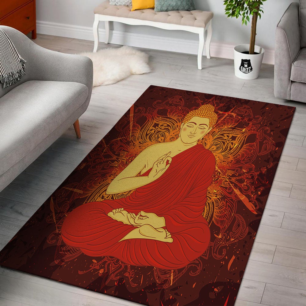 Buddha Statue Vintage Print Floor Mat-grizzshop