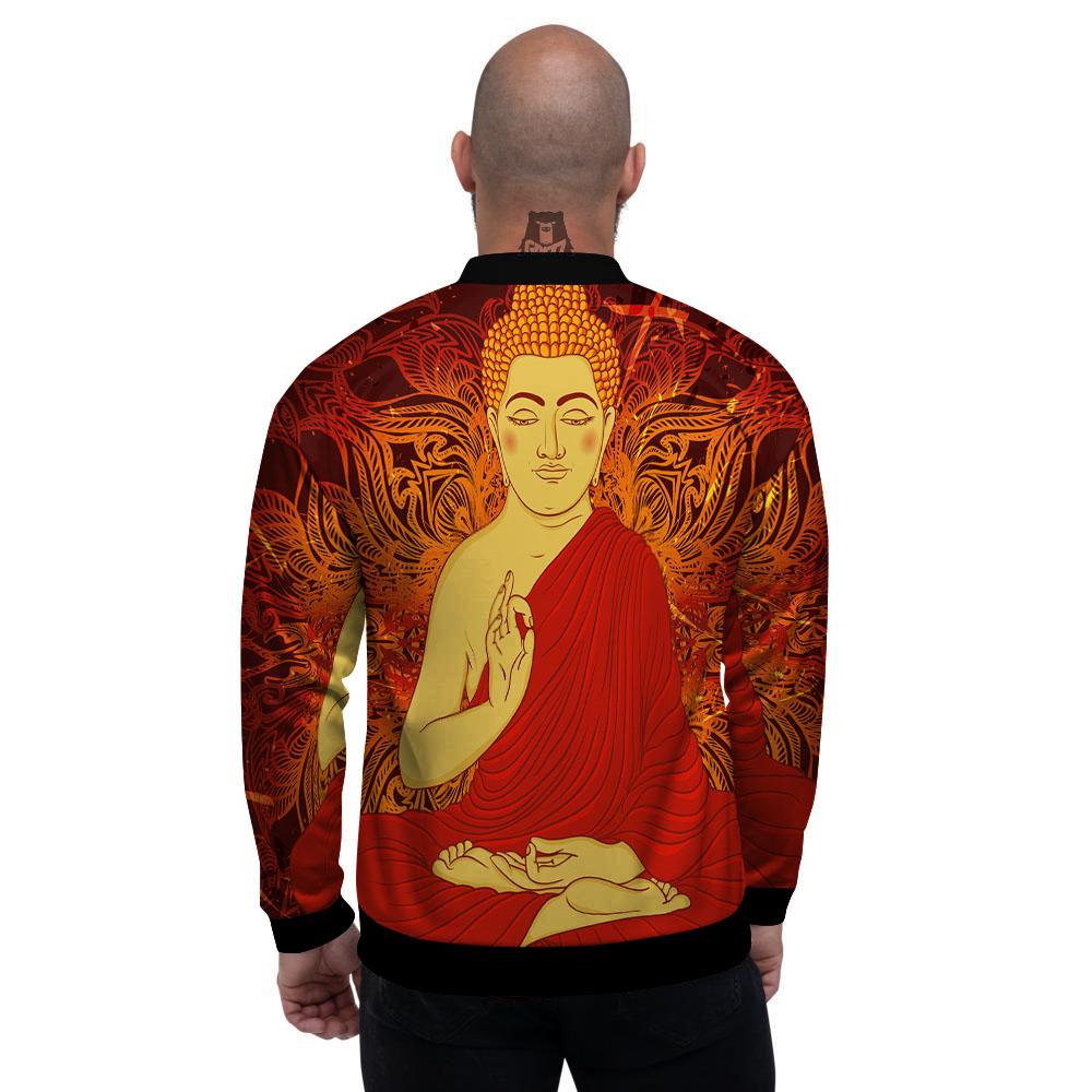 Buddha Statue Vintage Print Men's Bomber Jacket-grizzshop