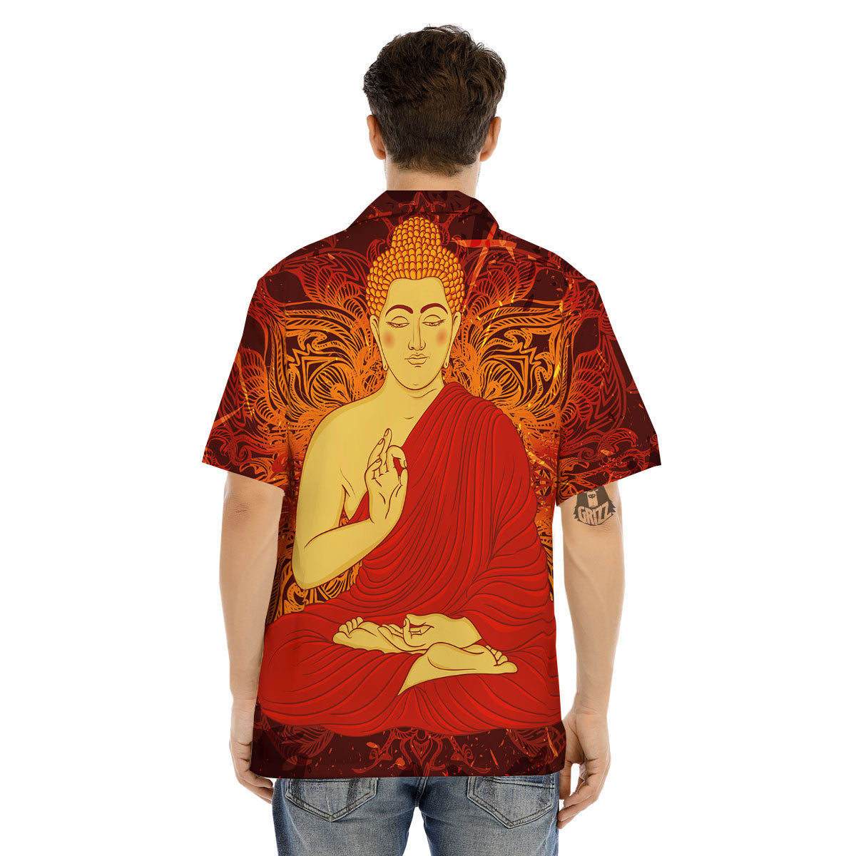 Buddha Statue Vintage Print Men's Hawaiian Shirt-grizzshop