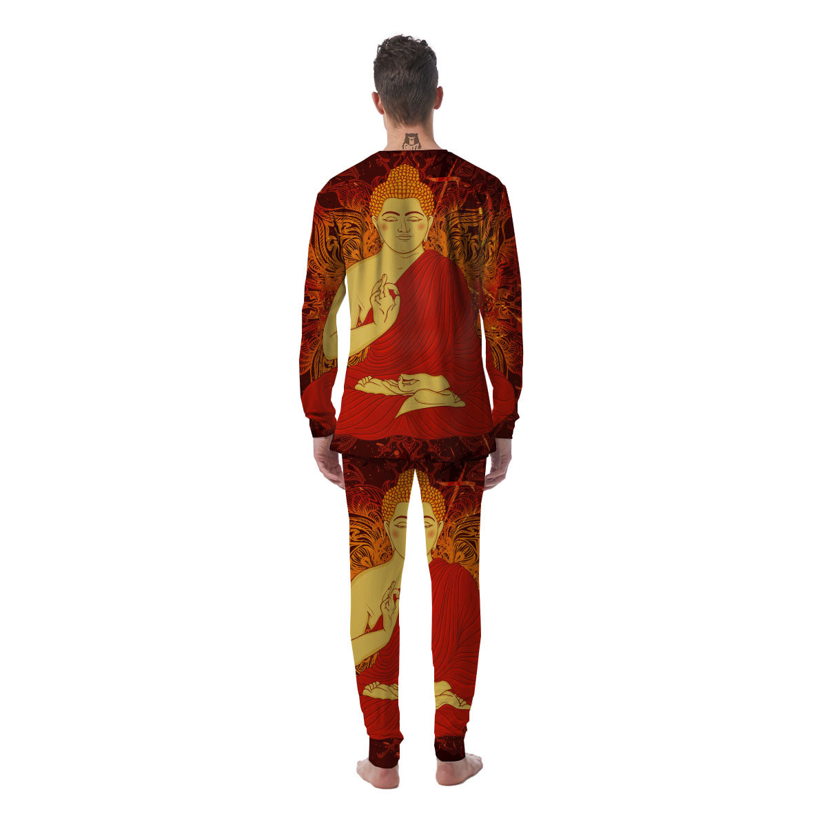 Buddha Statue Vintage Print Men's Pajamas-grizzshop