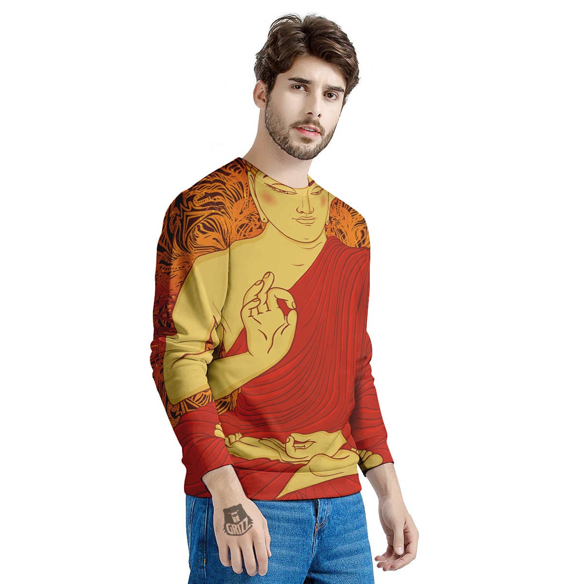Buddha Statue Vintage Print Men's Sweatshirt-grizzshop