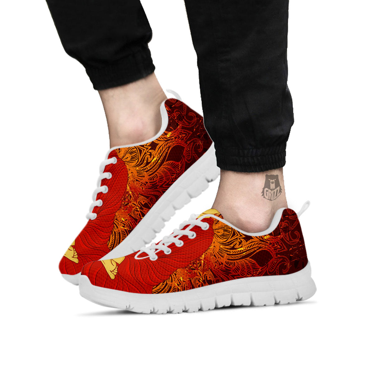 Buddha Statue Vintage Print White Sneaker-grizzshop