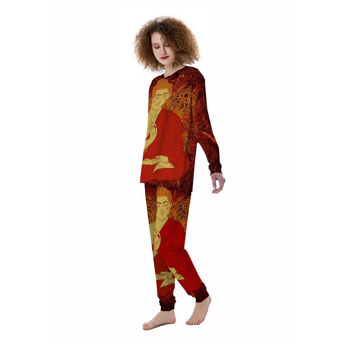 Buddha Statue Vintage Print Women's Pajamas-grizzshop