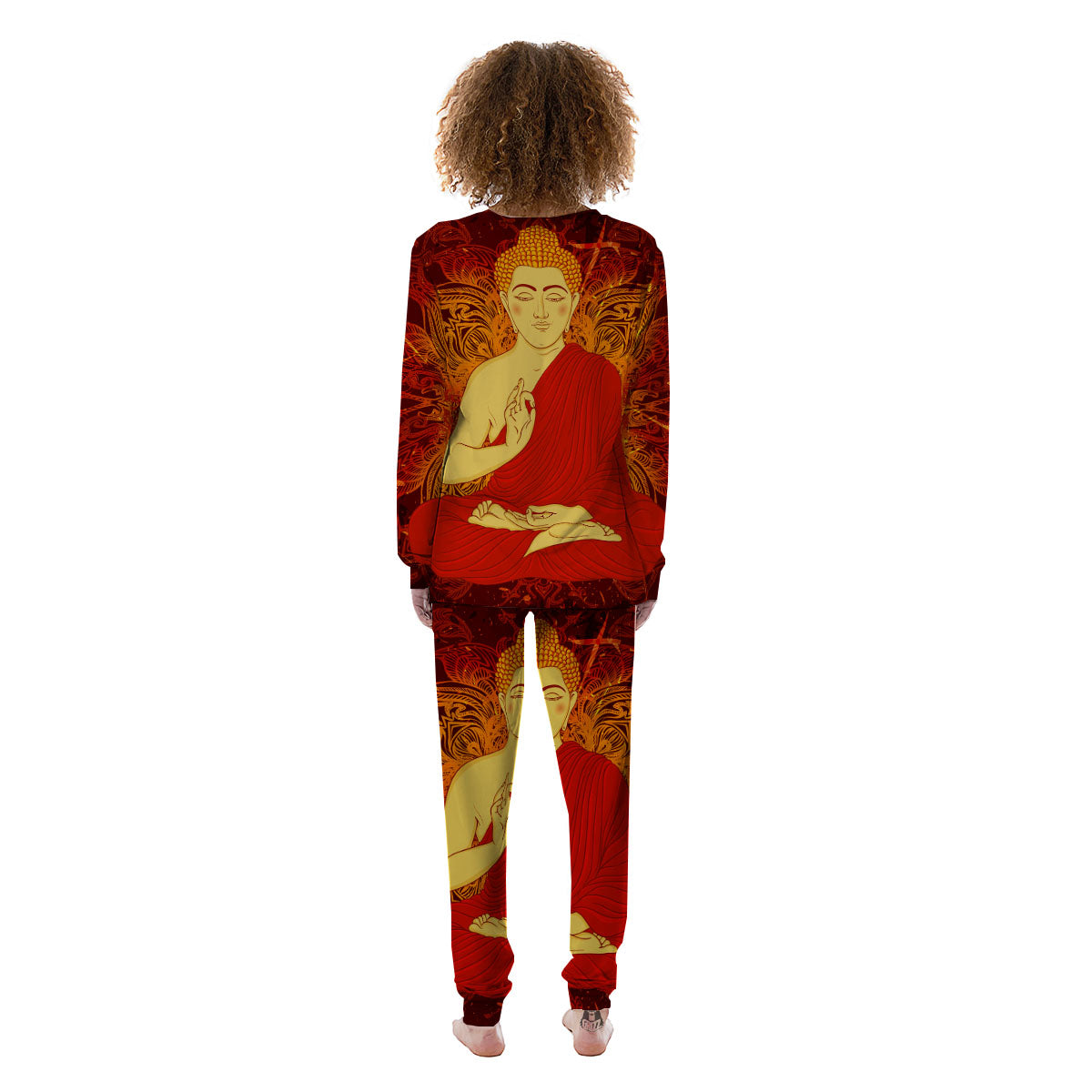 Buddha Statue Vintage Print Women's Pajamas-grizzshop