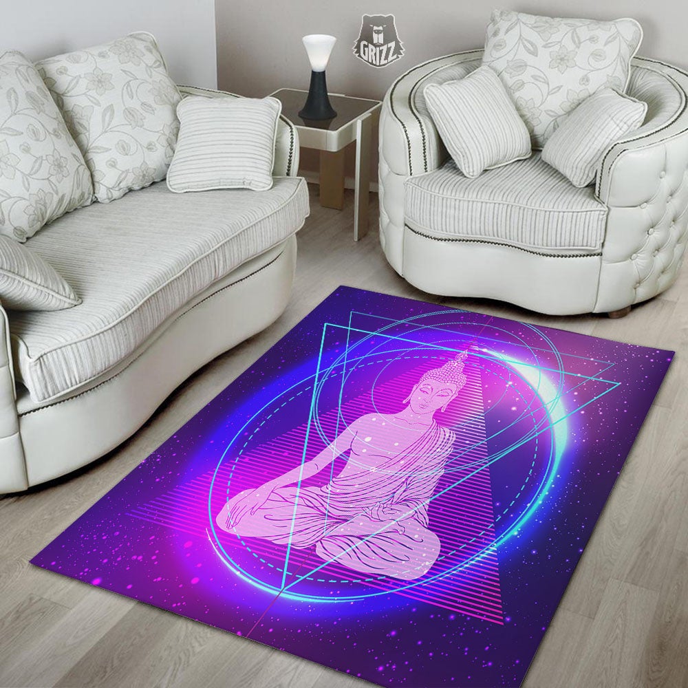Buddha Teal And Purple Print Floor Mat-grizzshop
