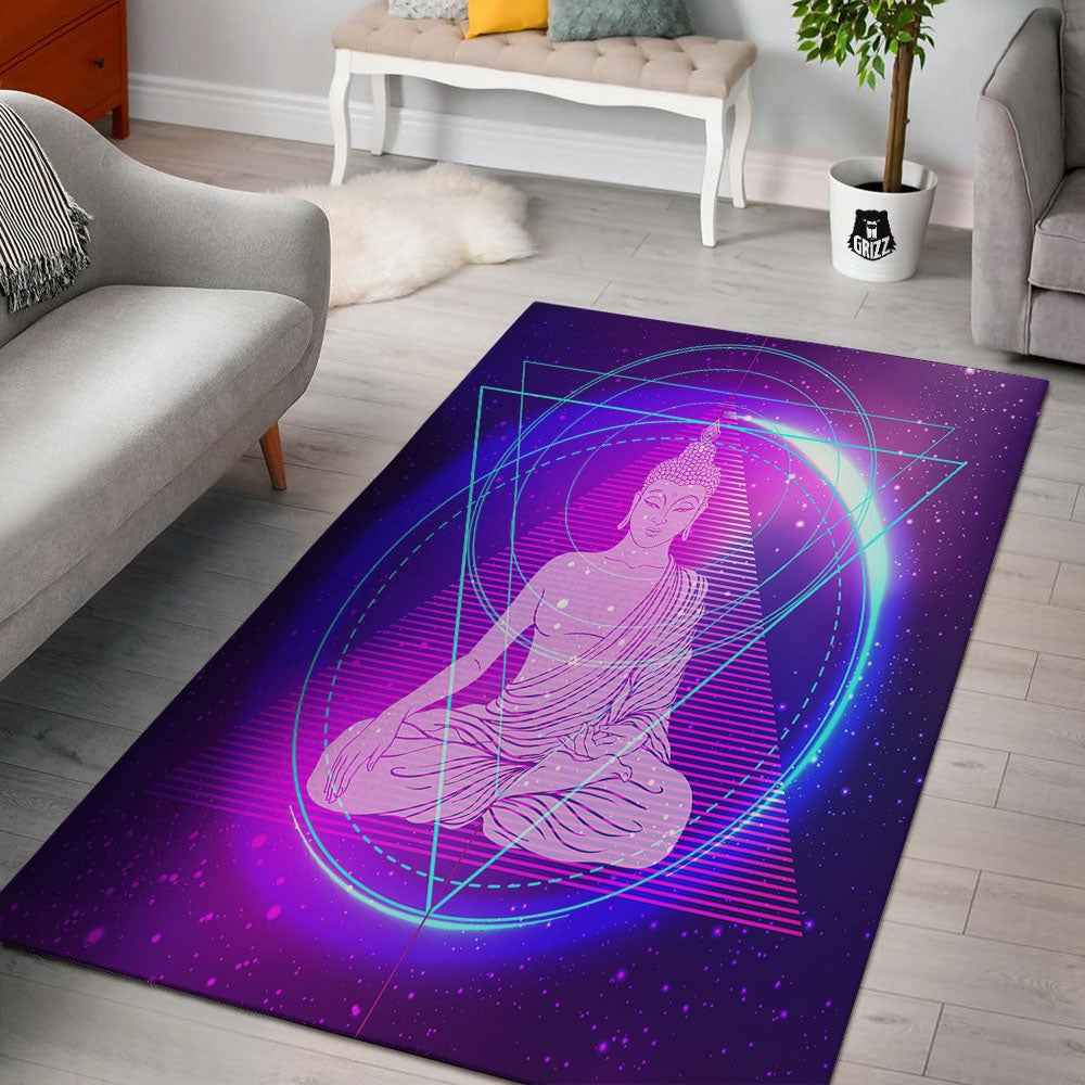 Buddha Teal And Purple Print Floor Mat-grizzshop