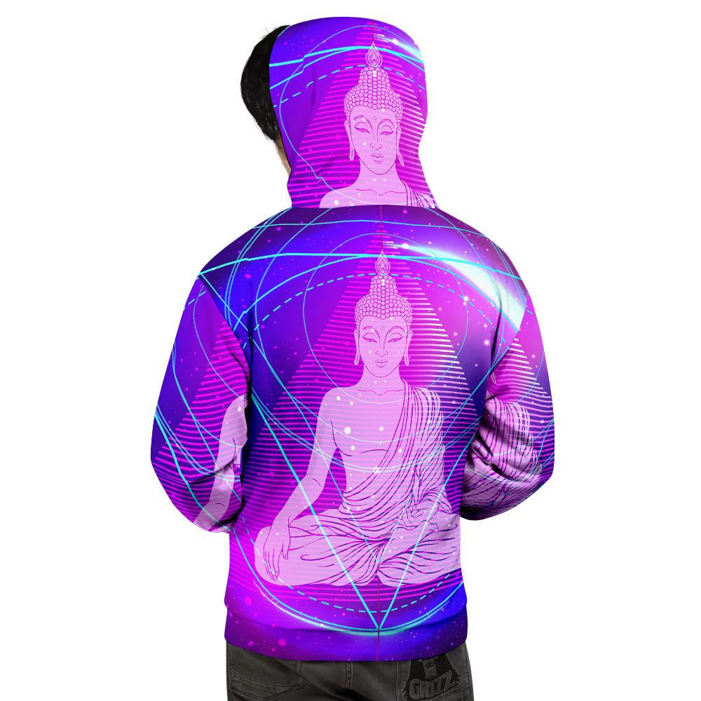 Buddha Teal And Purple Print Men's Hoodie-grizzshop