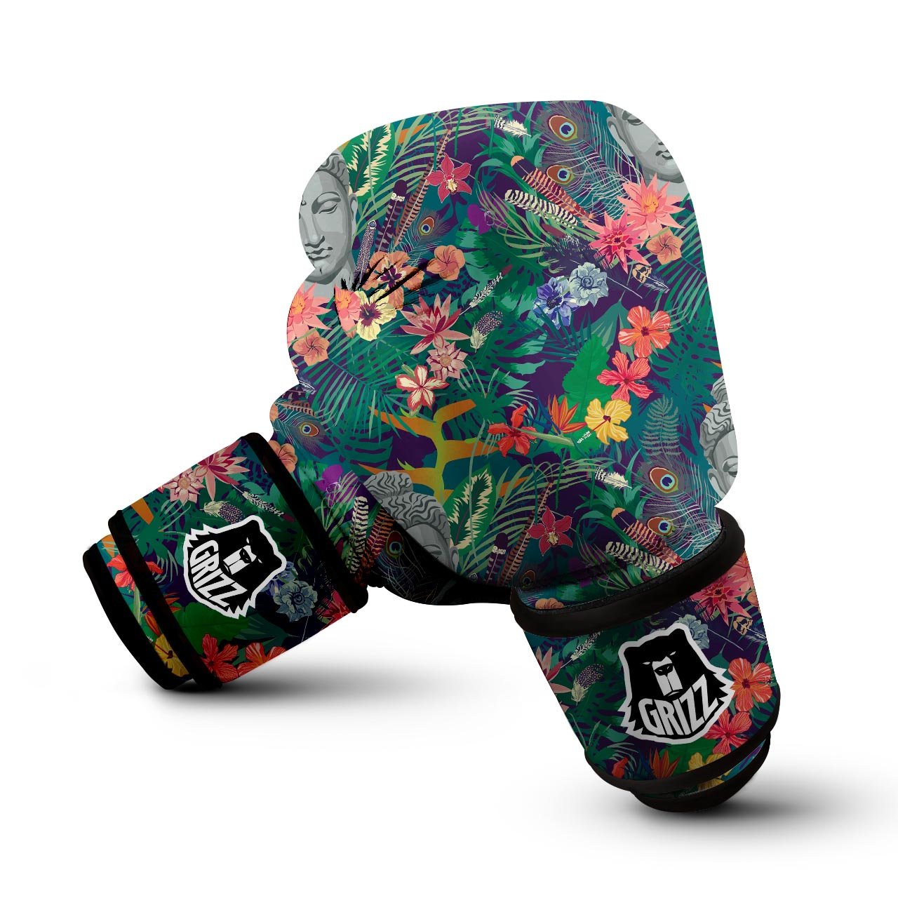 Buddha Tropical Print Pattern Boxing Gloves-grizzshop