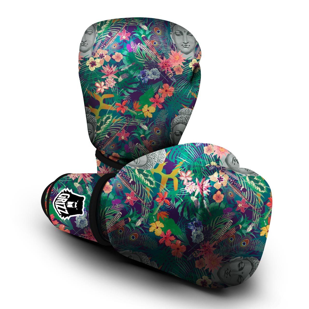 Buddha Tropical Print Pattern Boxing Gloves-grizzshop