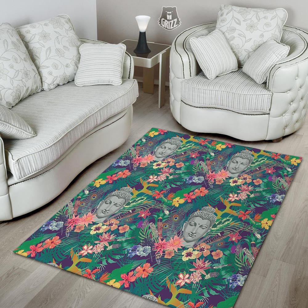 Buddha Tropical Print Pattern Floor Mat-grizzshop