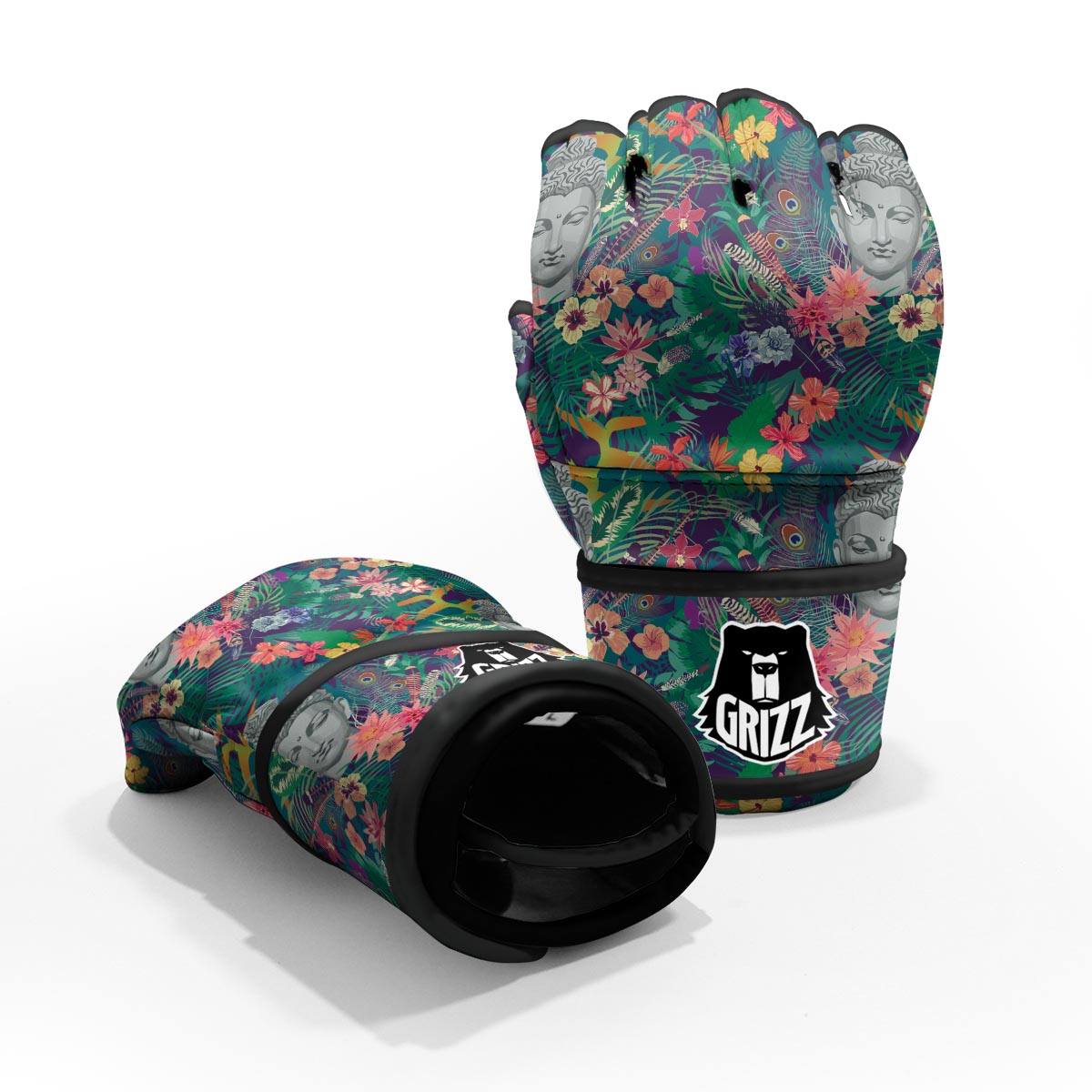 Buddha Tropical Print Pattern MMA Gloves-grizzshop