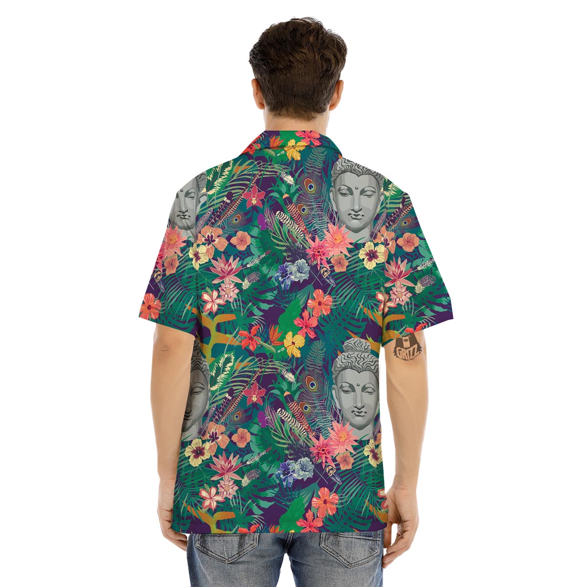 Buddha Tropical Print Pattern Men's Hawaiian Shirt-grizzshop