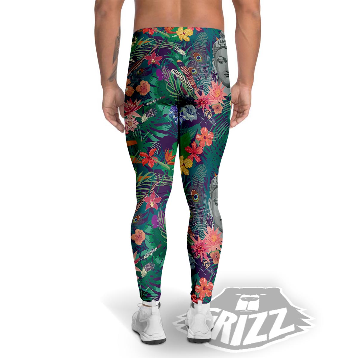 Buddha Tropical Print Pattern Men's Leggings-grizzshop