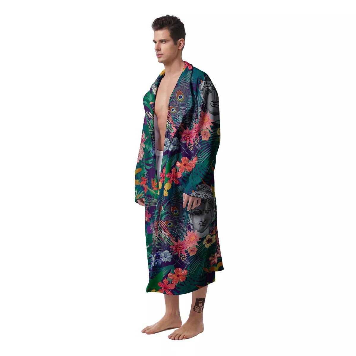 Buddha Tropical Print Pattern Men's Robe-grizzshop