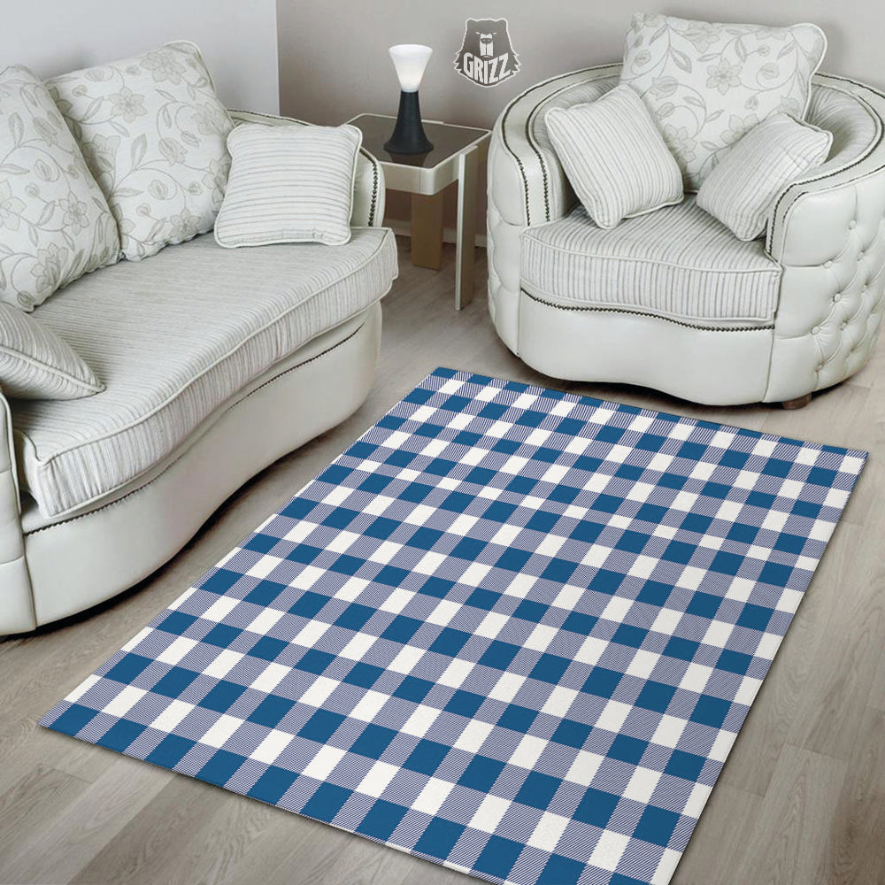 Buffalo Check Blue Print Pattern Floor Mat-grizzshop