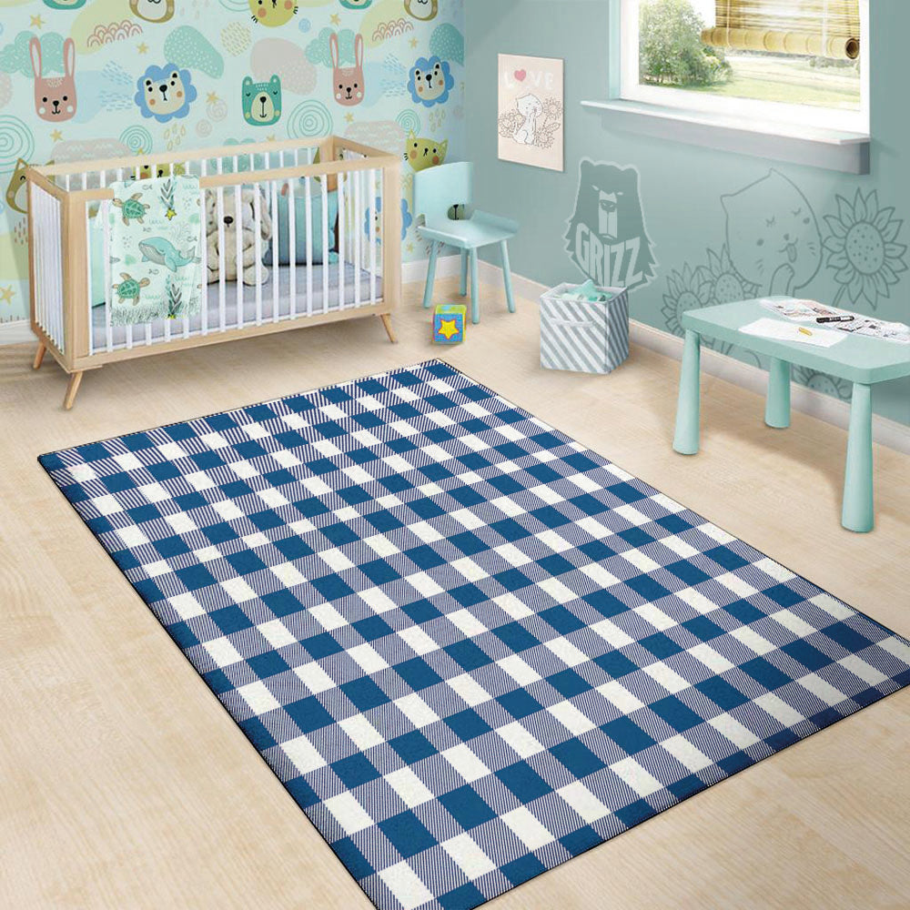 Buffalo Check Blue Print Pattern Floor Mat-grizzshop