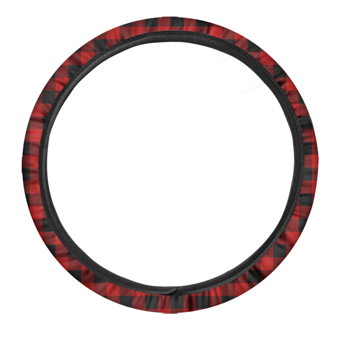 Buffalo Check Cardinal Red Print Pattern Car Steering Wheel Cover-grizzshop
