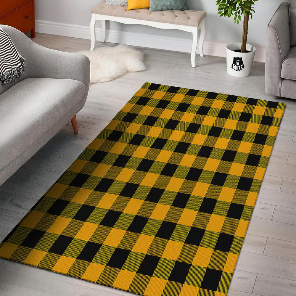 Buffalo Check Fire Yellow Print Pattern Floor Mat-grizzshop