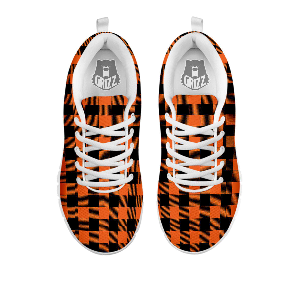 Buffalo Check Orange Print Pattern White Sneaker-grizzshop