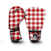 Buffalo Check White And Red Print Boxing Gloves-grizzshop