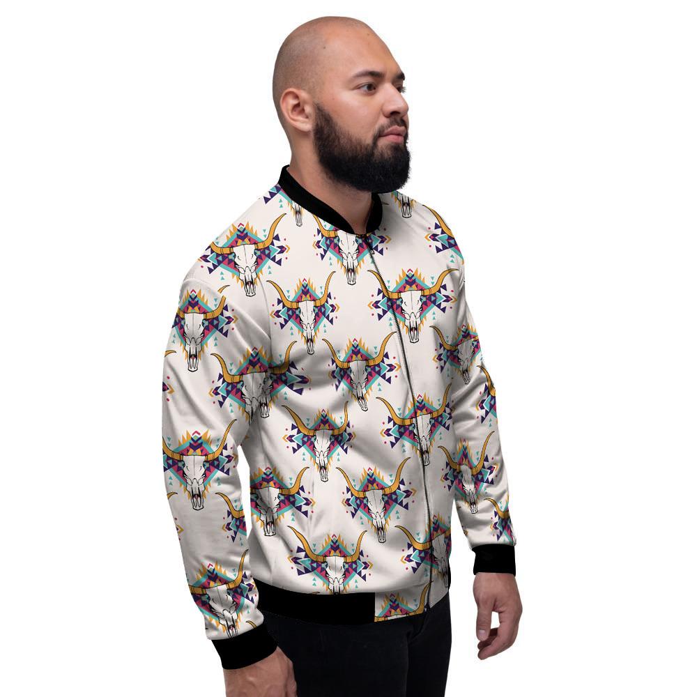 Buffalo Native Print Pattern Men's Bomber Jacket-grizzshop
