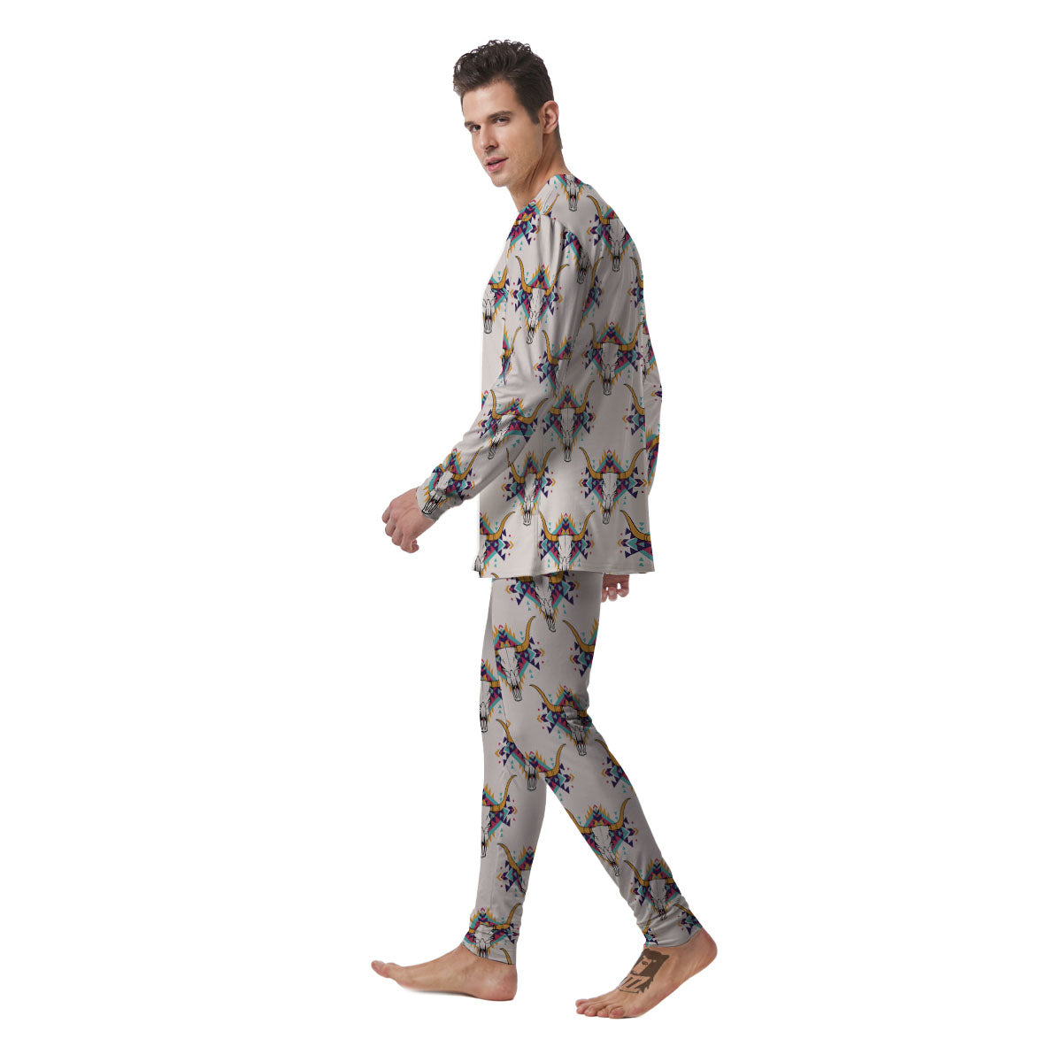 Buffalo Native Print Pattern Men's Pajamas-grizzshop