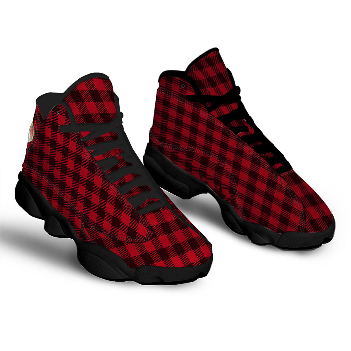 Buffalo Plaid Black And Red Print Black Basketball Shoes-grizzshop