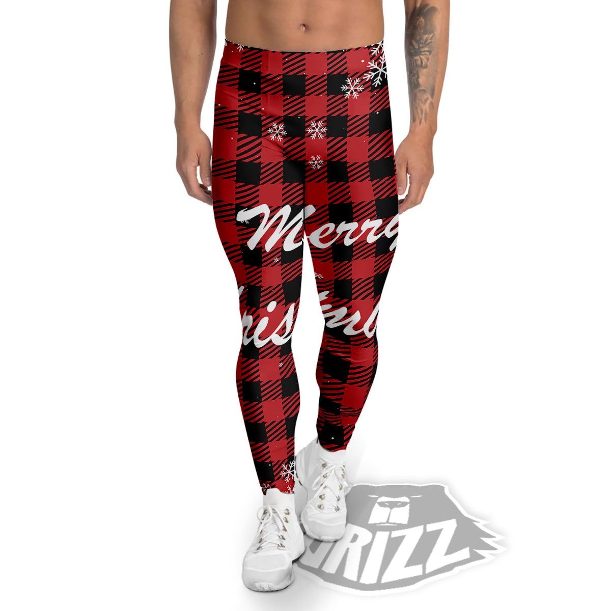 Buffalo Plaid Christmas Print Men's Leggings-grizzshop