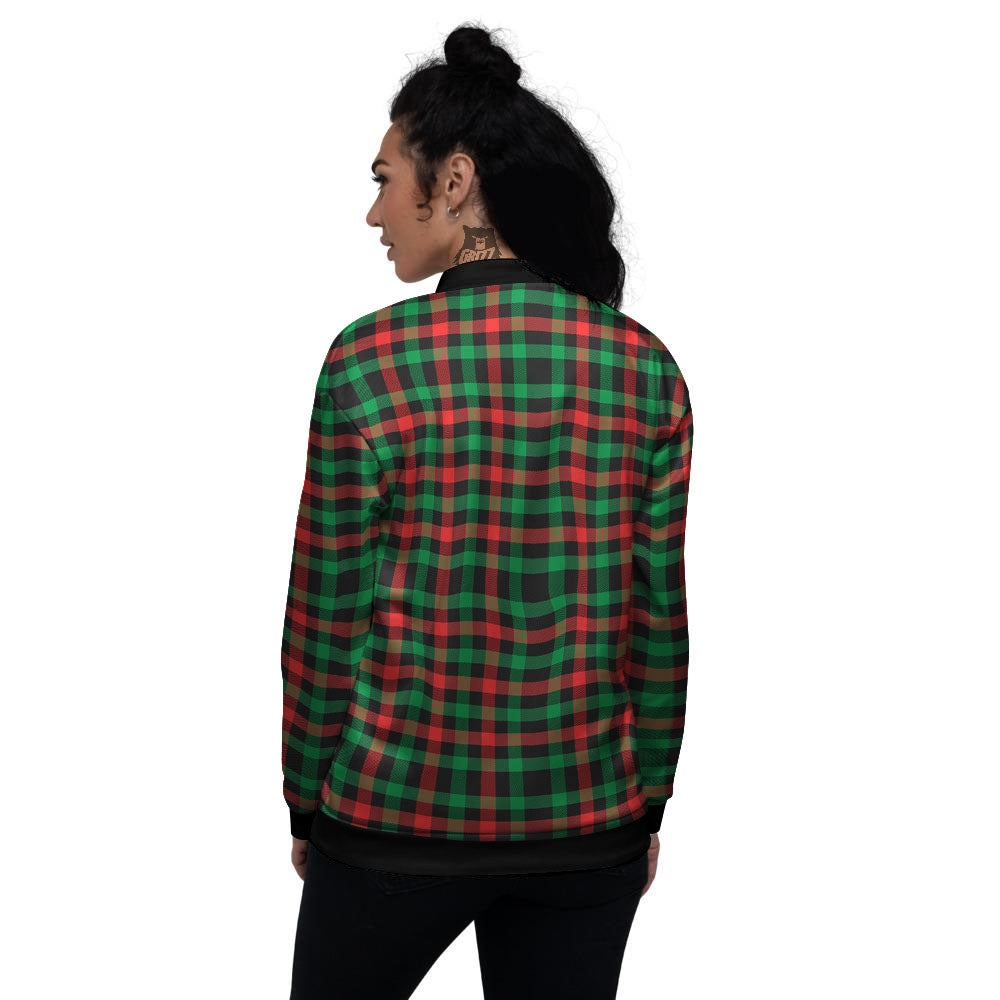 Buffalo Plaid Green Red And Black Print Women's Bomber Jacket-grizzshop
