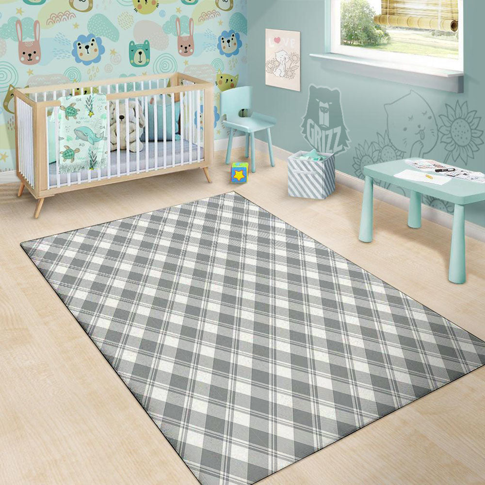 Buffalo Plaid Grey Print Pattern Floor Mat-grizzshop