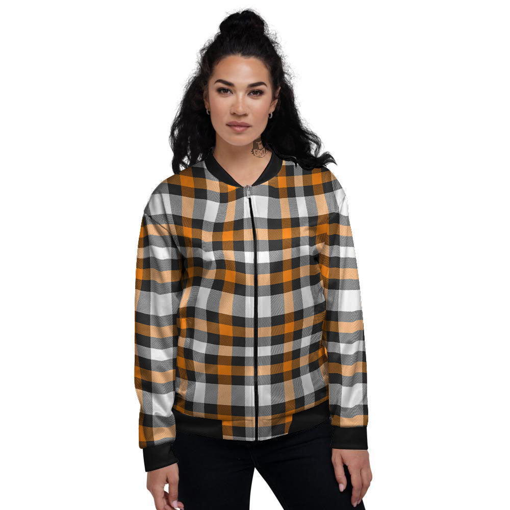 Buffalo Plaid Halloween Print Pattern Women's Bomber Jacket-grizzshop