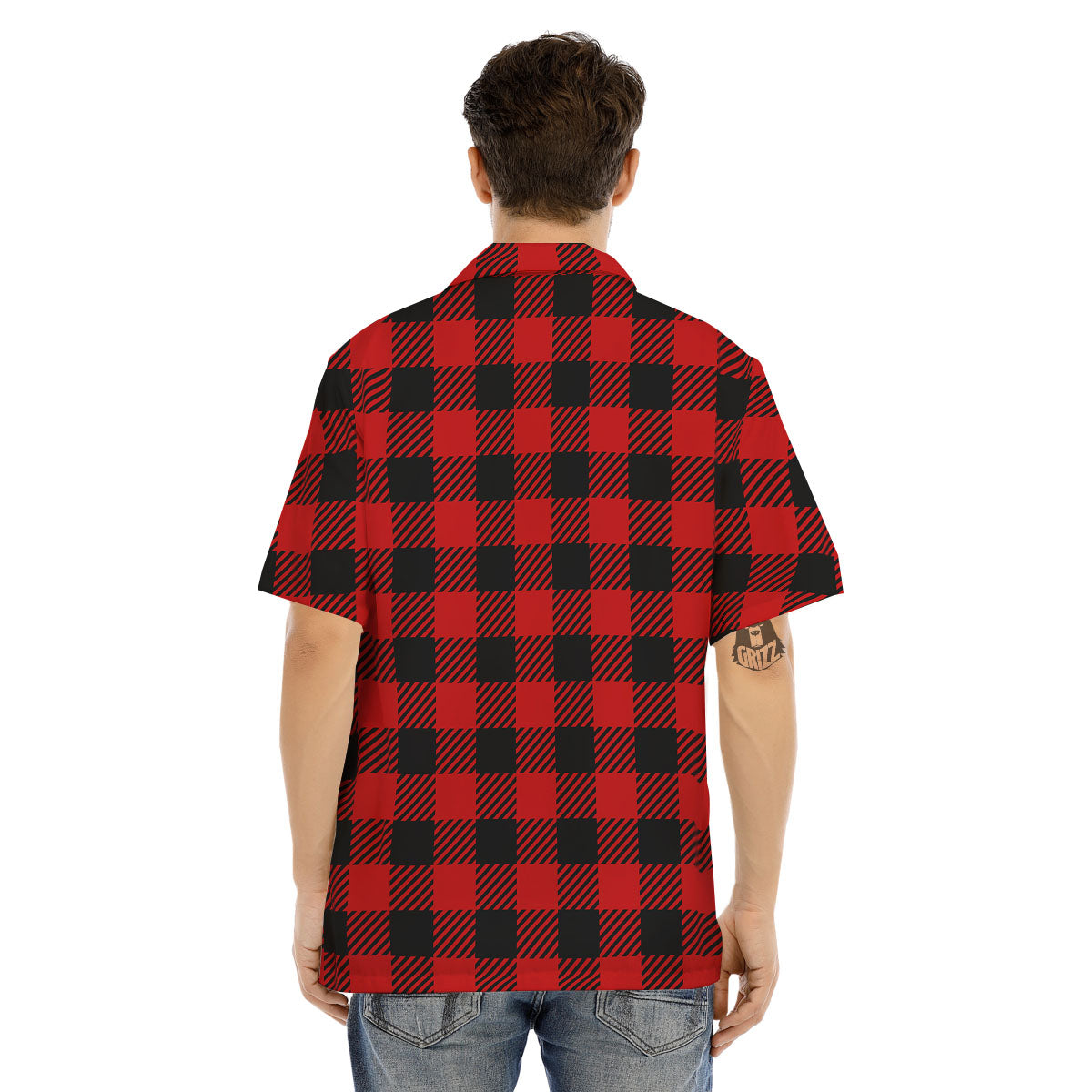Buffalo Plaid Hot Red Print Men's Hawaiian Shirt-grizzshop