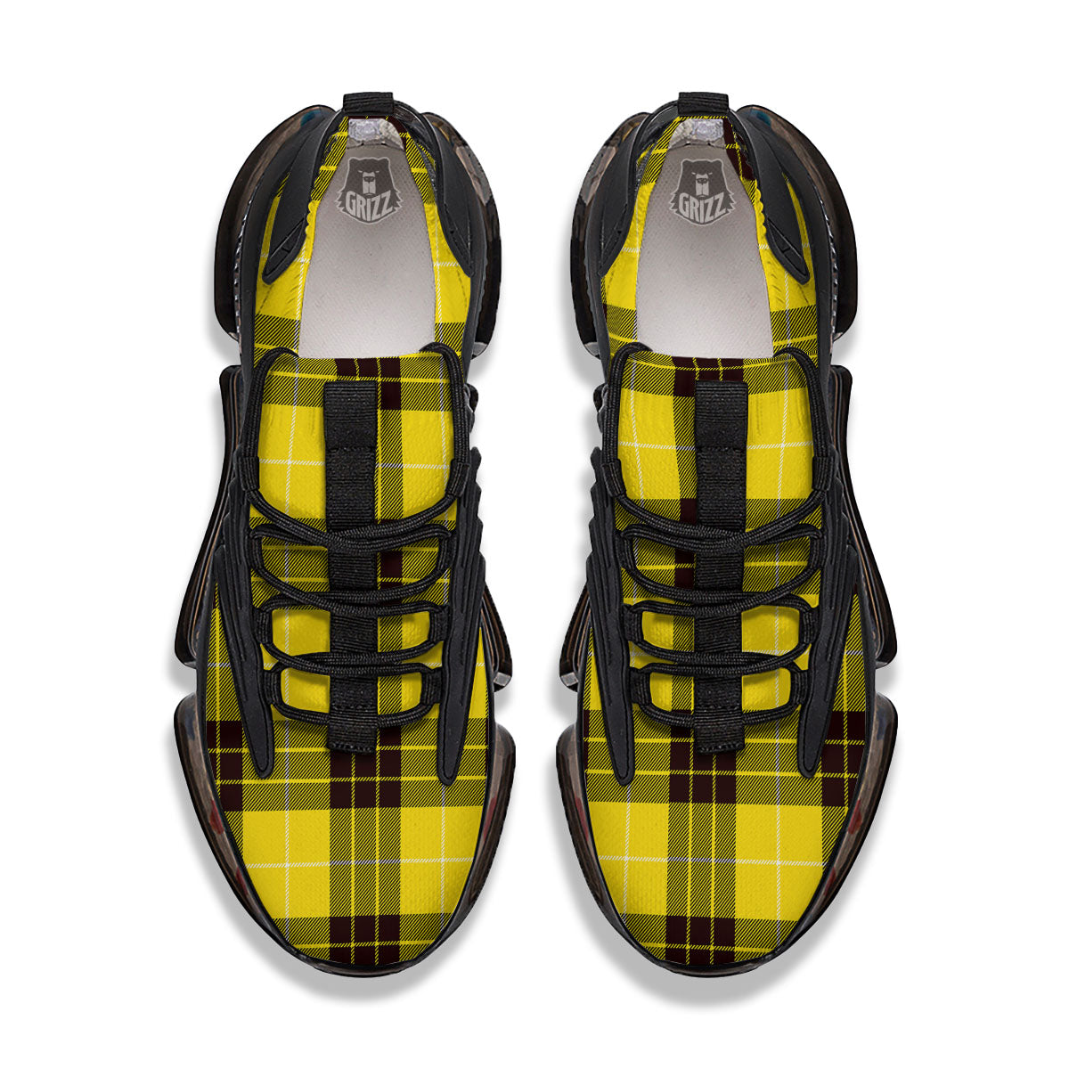 Buffalo Plaid Yellow Print Pattern Black Gym Shoes-grizzshop