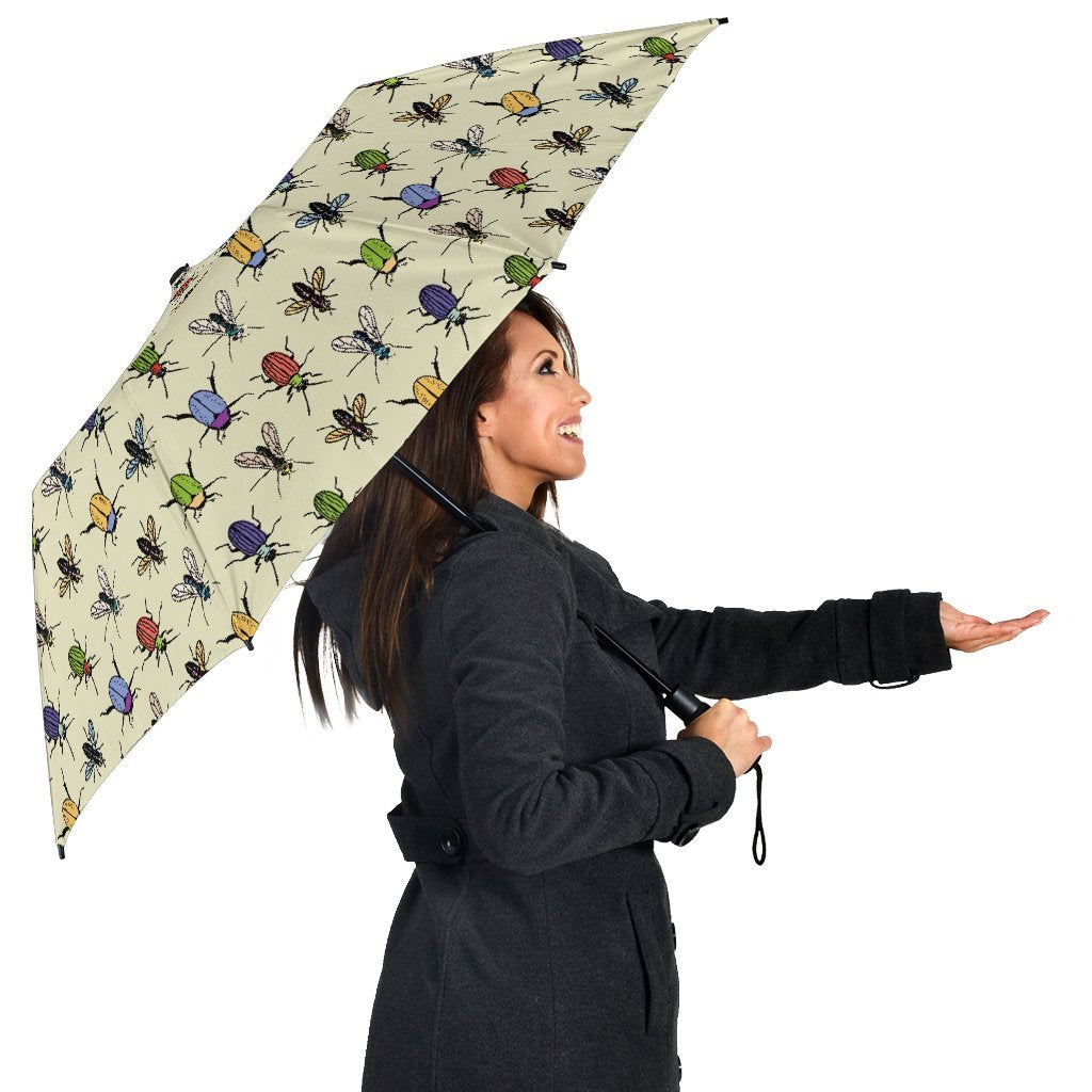 Bug Pattern Print Automatic Foldable Umbrella-grizzshop