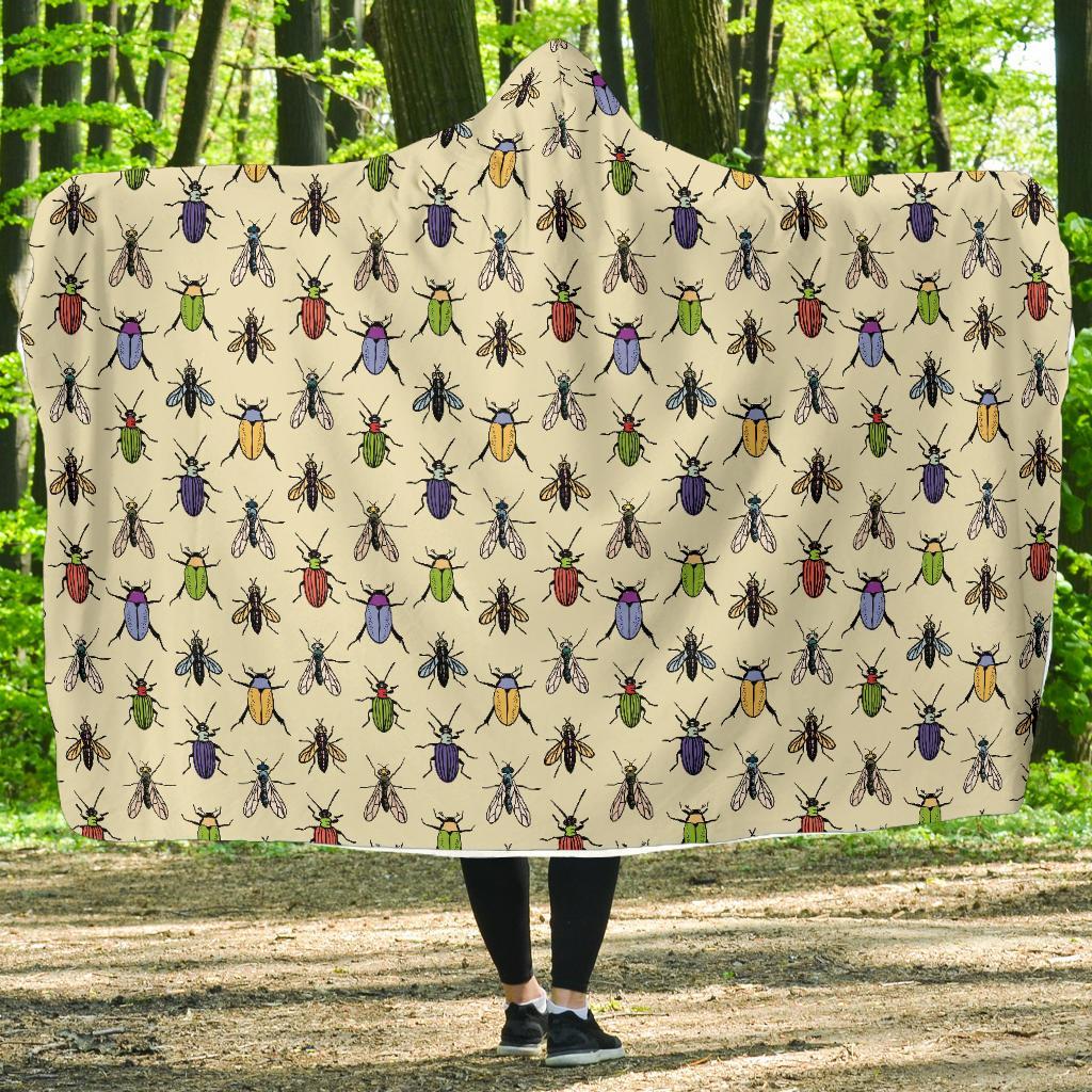 Bug Pattern Print Hooded Blanket-grizzshop
