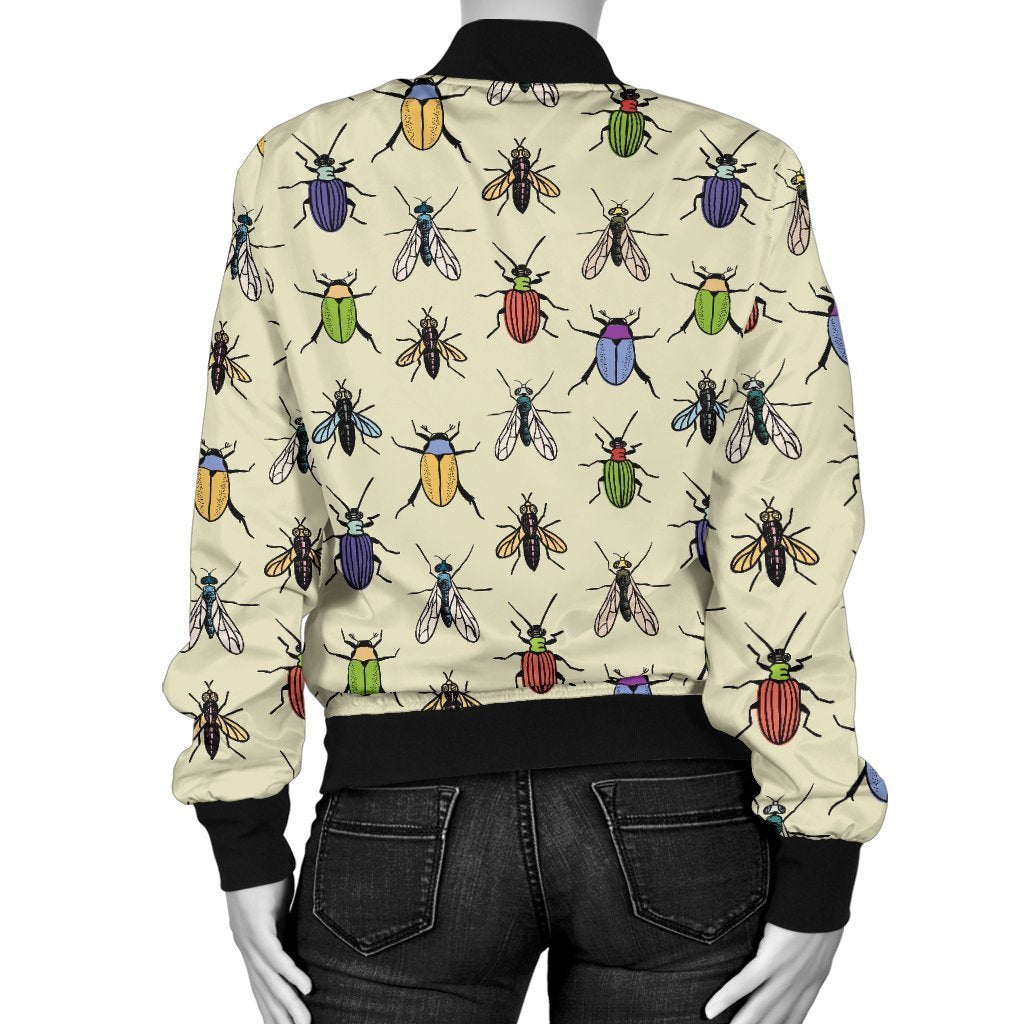 Bug Pattern Print Women Casual Bomber Jacket-grizzshop