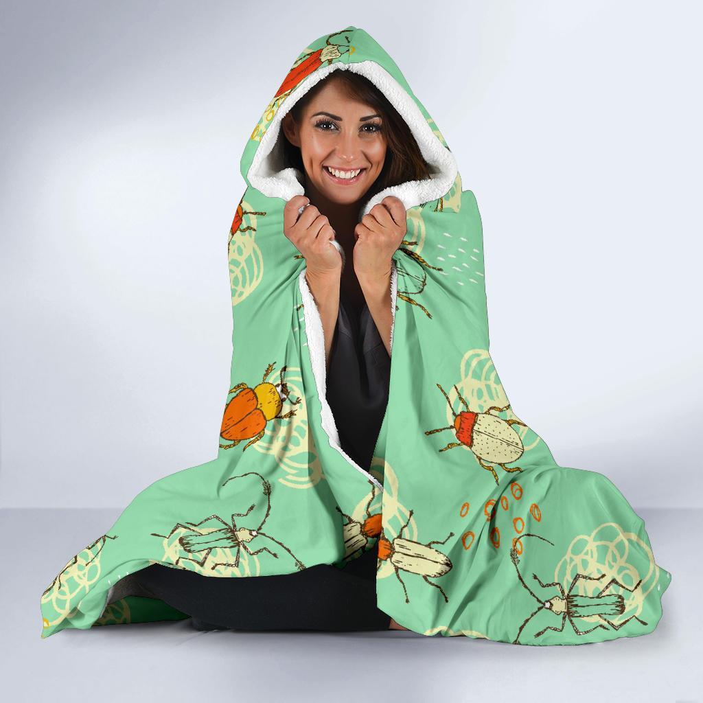 Bug Print Pattern Hooded Blanket-grizzshop