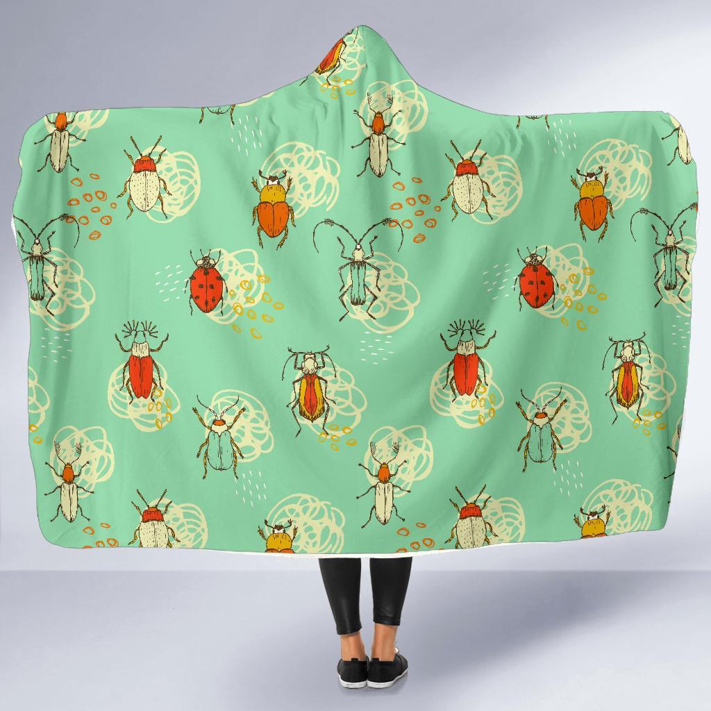 Bug Print Pattern Hooded Blanket-grizzshop