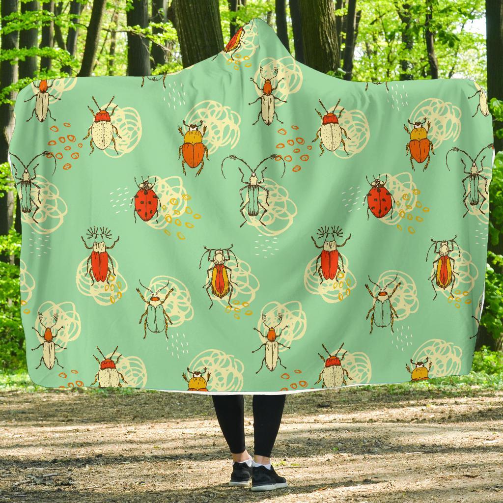 Bug Print Pattern Hooded Blanket-grizzshop