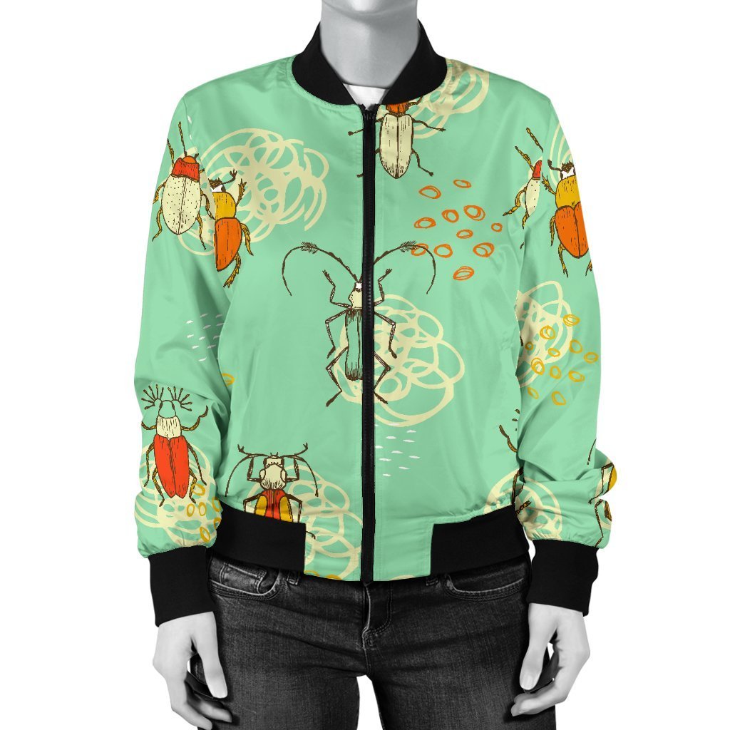 Bug Print Pattern Women Casual Bomber Jacket-grizzshop