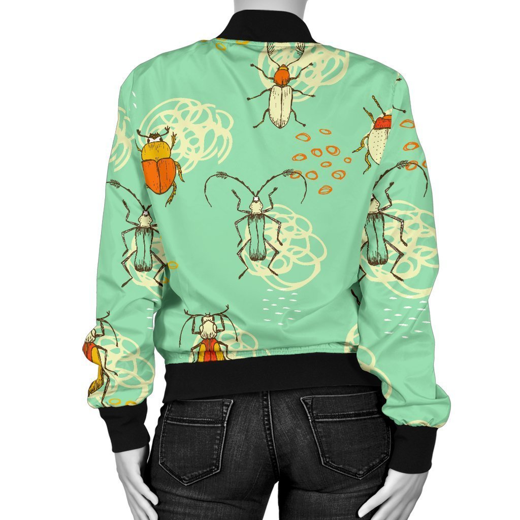 Bug Print Pattern Women Casual Bomber Jacket-grizzshop