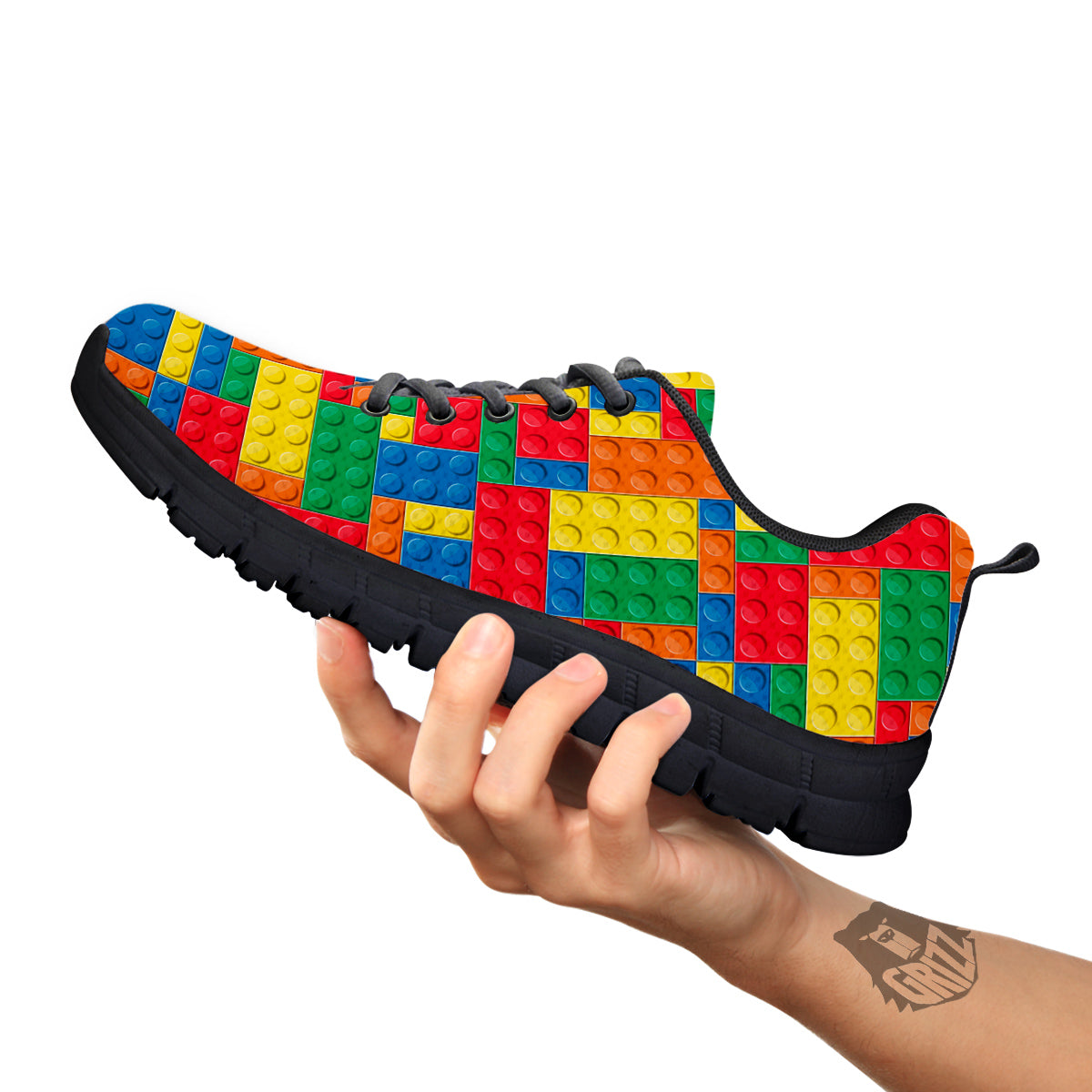 Building Blocks Colorful Plastic Print Black Sneaker-grizzshop