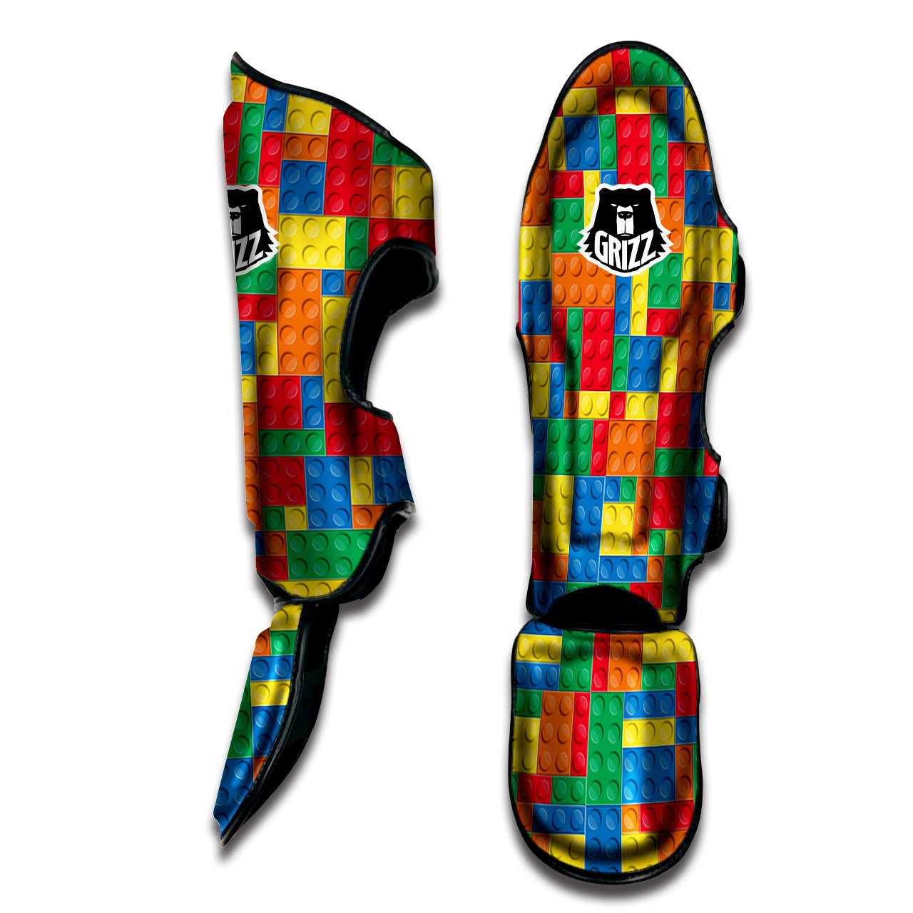 Building Blocks Colorful Plastic Print Muay Thai Shin Guards-grizzshop