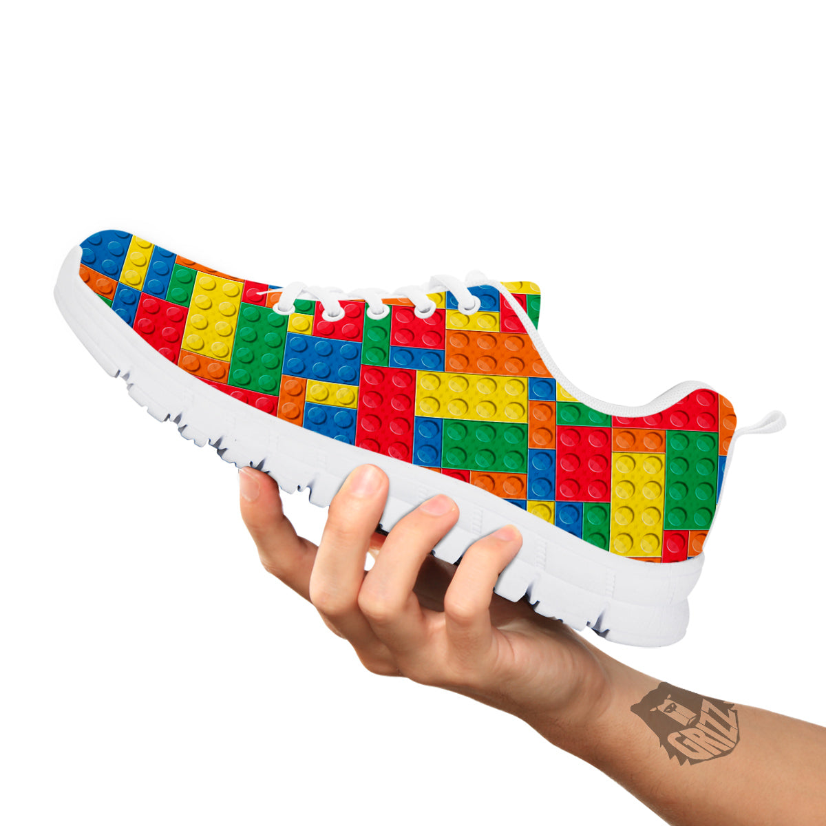 Building Blocks Colorful Plastic Print White Sneaker-grizzshop