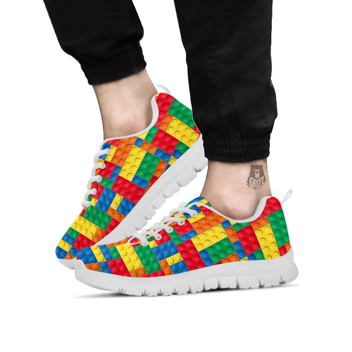 Building Blocks Colorful Plastic Print White Sneaker-grizzshop