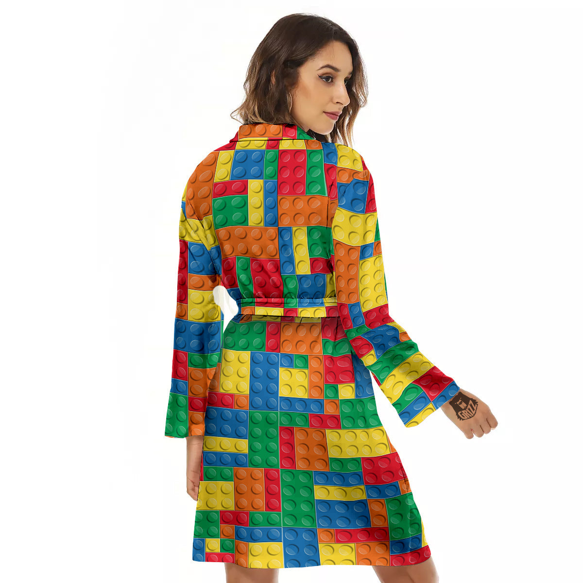 Building Blocks Colorful Plastic Print Women's Robe-grizzshop
