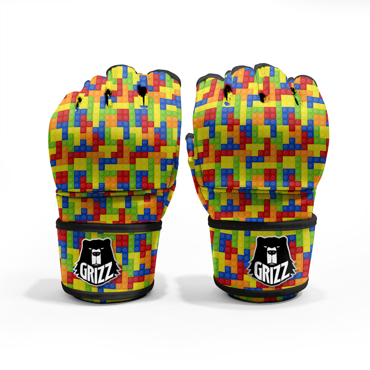Building Blocks Colorful Print Pattern MMA Gloves-grizzshop