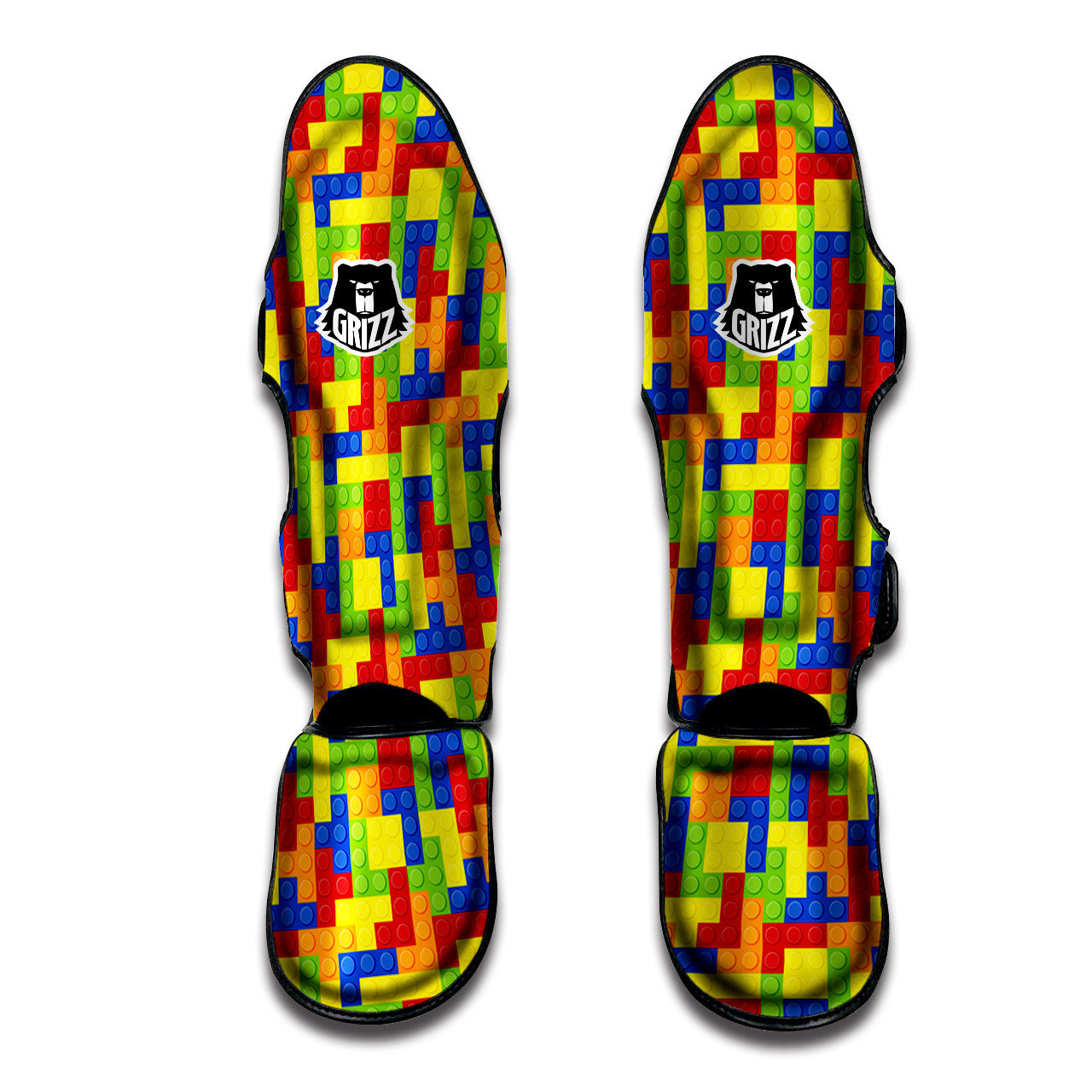 Building Blocks Colorful Print Pattern Muay Thai Shin Guards-grizzshop