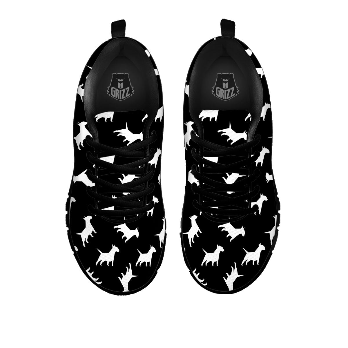 Bull Terrier Black Print Pattern Black Sneaker-grizzshop
